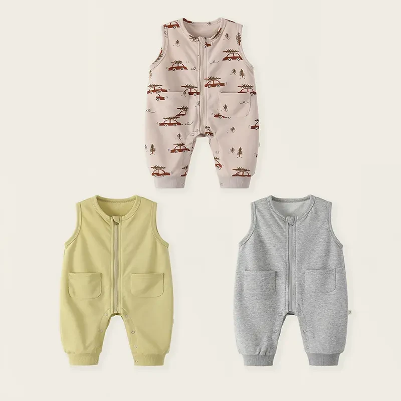 糯宝kids•秋季新款婴儿连体衣百搭背带拉链爬服新生儿棉质哈衣