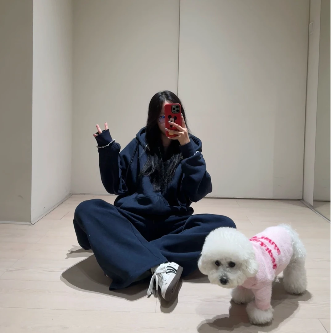 【INAIEN】懒人卫衣套装运动 裤子 加绒宽松P3396-1