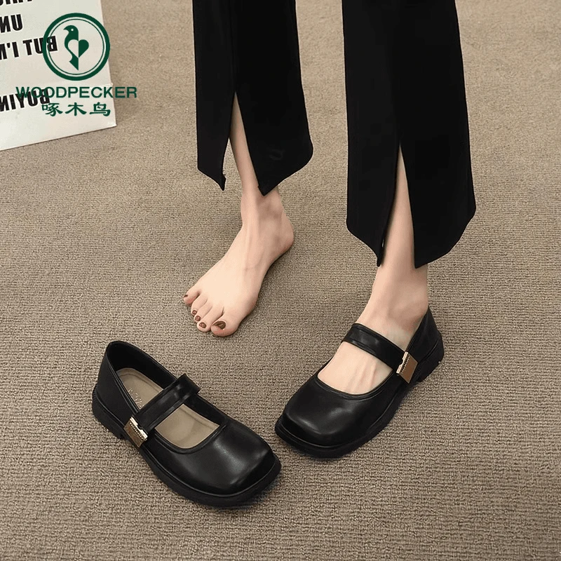 啄木鸟法式凉鞋女夏季平底玛丽珍单鞋2024新款百搭温柔风晚晚皮鞋