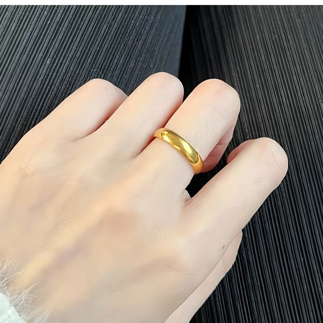 钛钢戒指 网红时尚宽版光面素圈戒指亮面男女情侣对戒不掉色指环