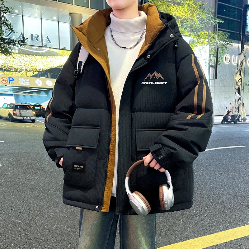 2024新款青少年连帽宽松休闲潮流宽松加厚保暖棉服冬季韩版舒适