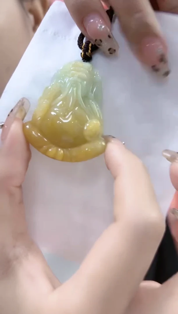 【闪购商品】翡翠颈饰未镶嵌孤品财神宽40高48厚13