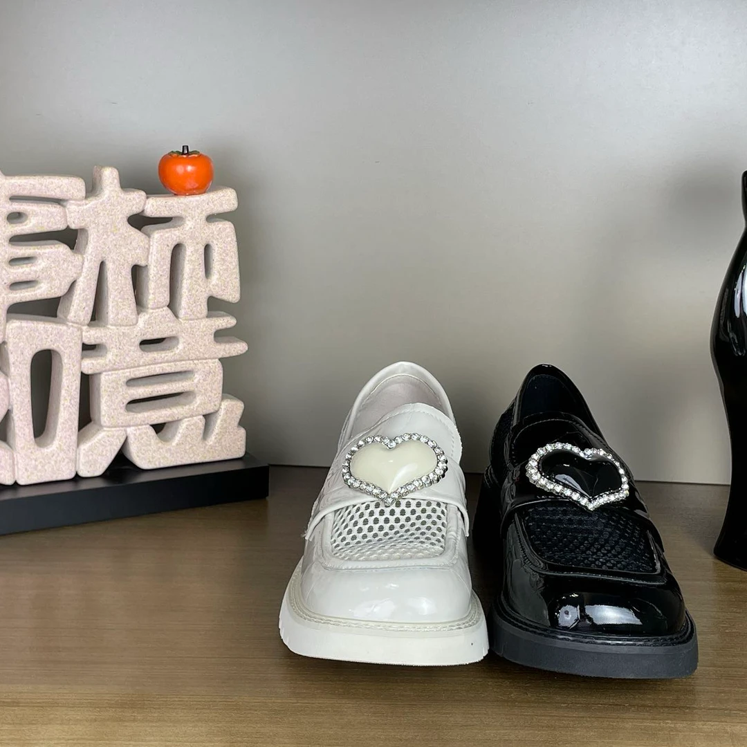 (MGG)厚底乐福鞋圆头乐福鞋时尚百搭夏季透气真皮镂空