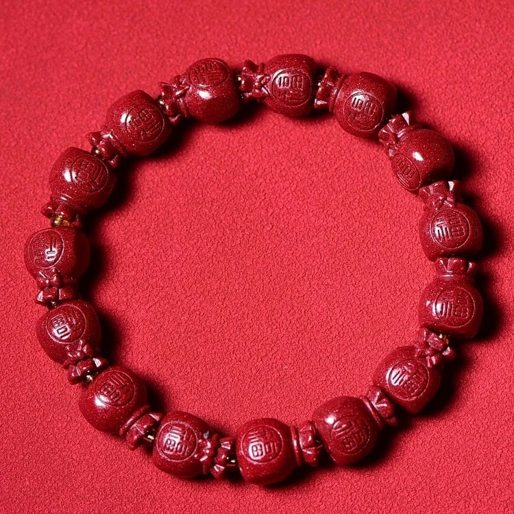 含辰砂工艺品高含量保真朱砂男女紫色砂纳福好运福袋手串手链礼物