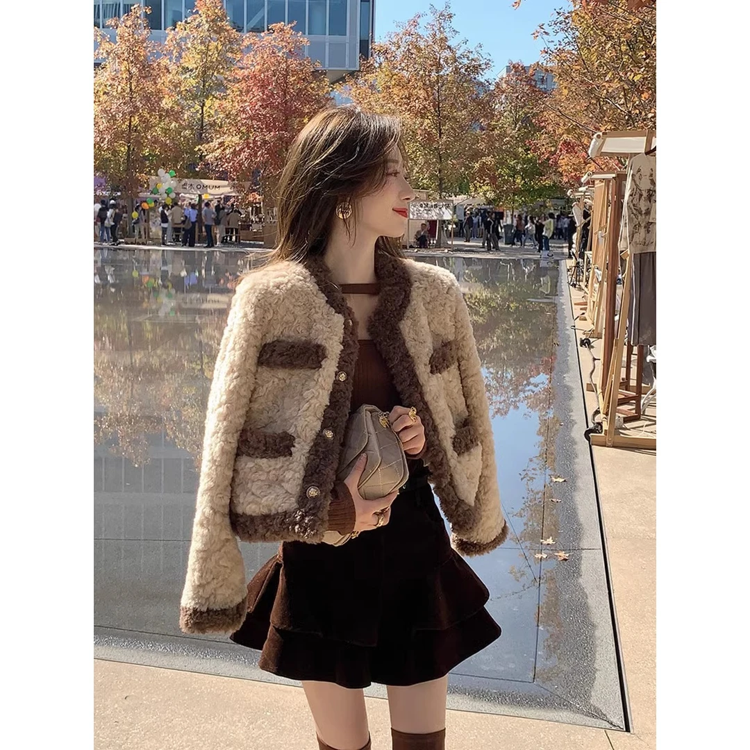 小香风短款外套女学生秋冬韩版宽松小个子加厚保暖气质外套上衣服