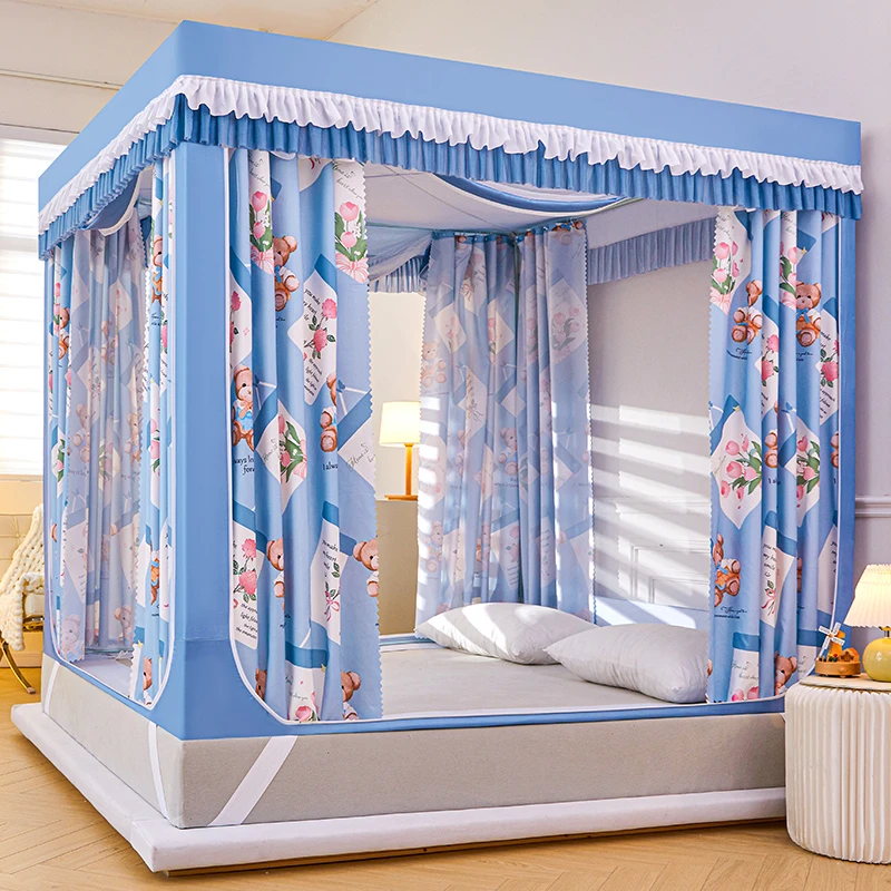 蒙古包坐床式蚊帐印花遮光床帘一体防摔儿童家用宿舍全包防蚊防尘
