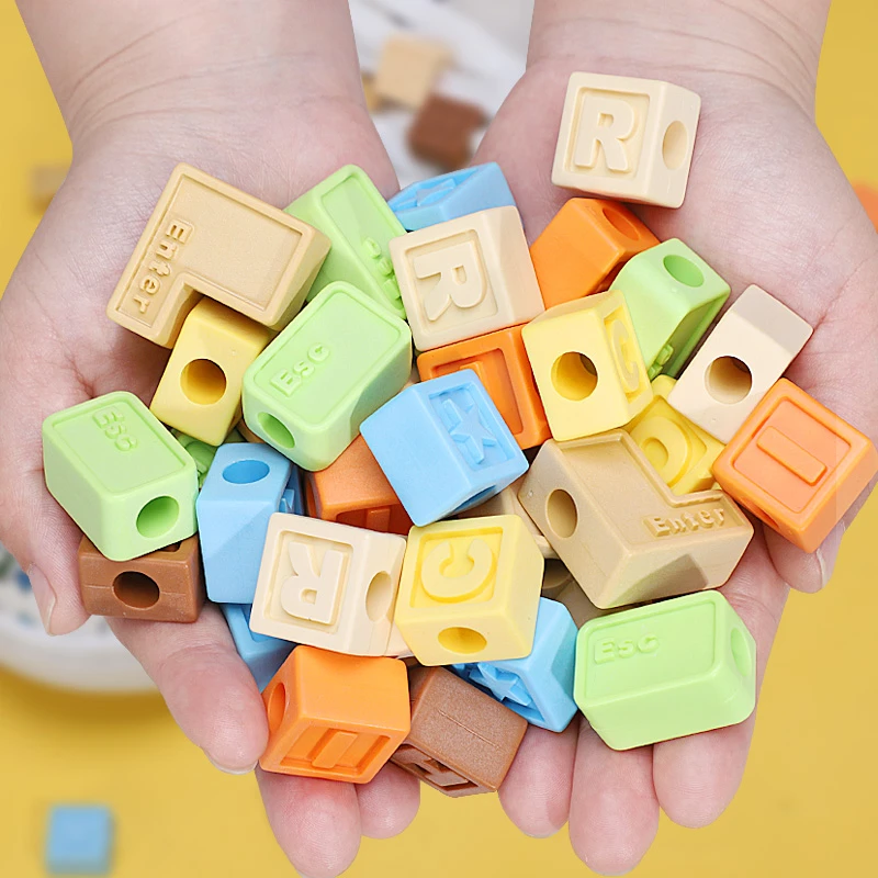 新款国潮星星板鞋立体积木装饰鞋扣方块串珠贝壳头小白鞋彩色配件