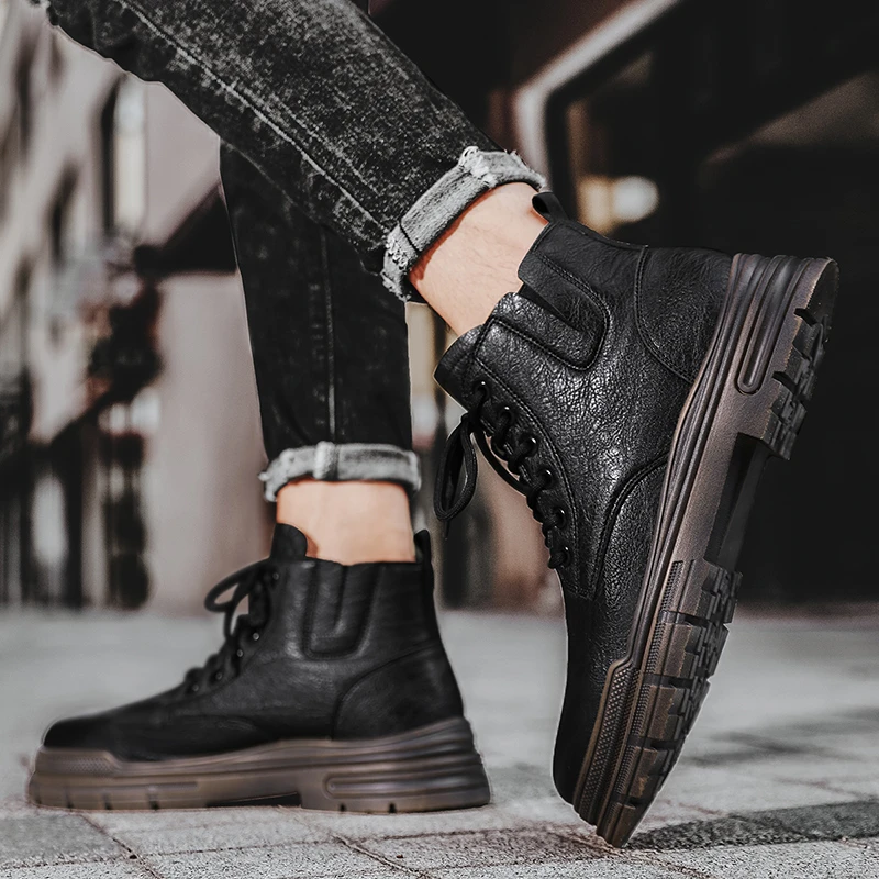 【小扬哥推荐】马丁靴男冬季加绒保暖棉靴男工装韩版高帮短靴子潮