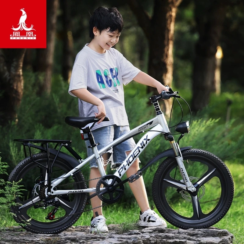 凤凰儿童自行车6-14岁男孩女孩中大童山地车碟刹变速单车小学生