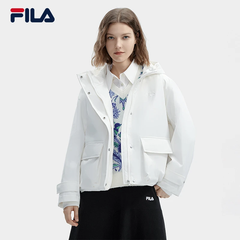 FILA斐乐女款|2024秋季新品时尚休闲通勤百搭连帽保暖高级感棉服