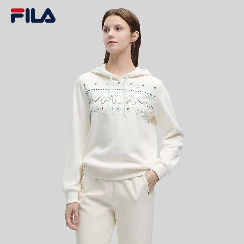 FILA斐乐女款针春秋舒适时尚休闲百搭印花长袖上衣F11W344215F