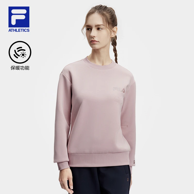 FILA斐乐女装套头卫衣2024春季新款运动休闲时尚保暖针织长袖上衣