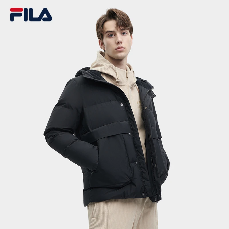 FILA斐乐男装连帽羽绒服2023暖冬新运动时尚保暖通勤休闲短款外套