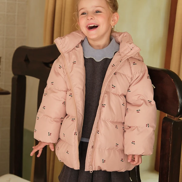 晶晶家【现发】水晶樱桃 童装羽绒服中长款女儿童羽绒外套女宝IS209