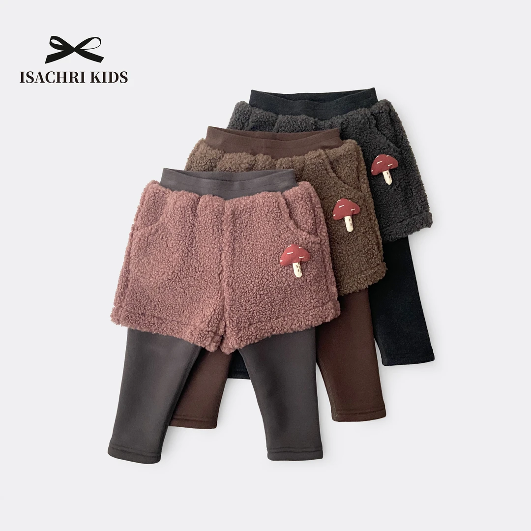 晶晶家【现发】蘑菇羊驼2.0 假两件~女童冬装裤子加绒外穿宝宝IS319