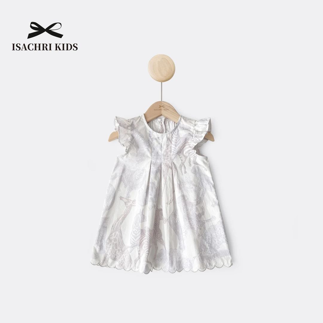 【1月14日反季清】斑马丛林高级感气质小飞袖连衣裙女童夏时尚IS060