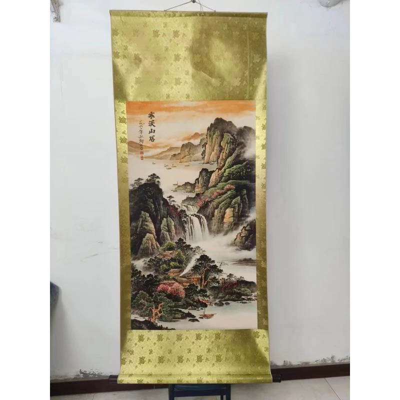 千古书画院 精品 寒溪山居 68*170 三尺中堂仿古印刷装饰画