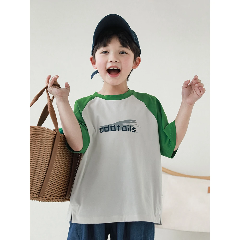 【夏款清】oddtails男童百搭拼色休闲T恤舒适上衣QG1657