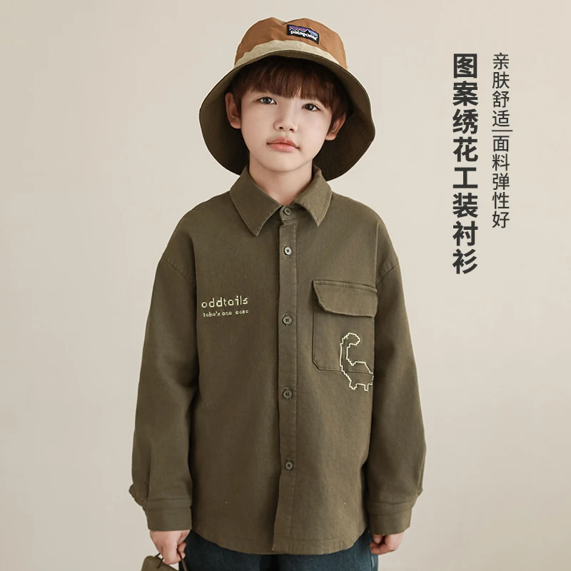 【2025清】oddtails儿童长袖男童舒适宝宝亲肤绣花弹性QG2455