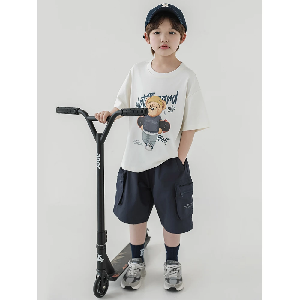 【夏款清】oddtails男童小熊印花纯棉T恤休闲上衣QG2290