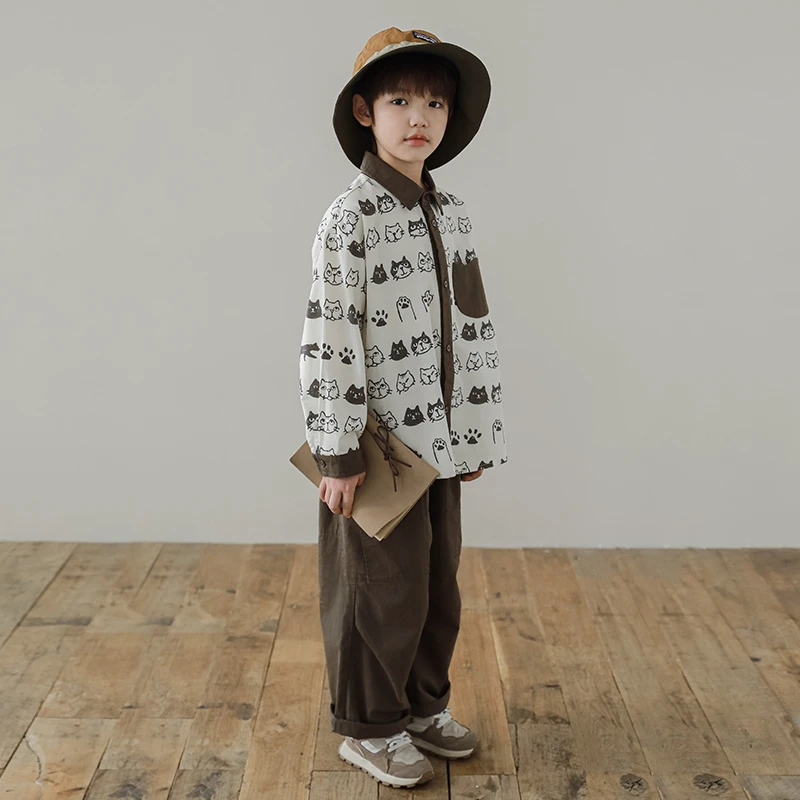 【2025清】oddtails儿童长袖男童宝宝印花小童翻领满印QG2383