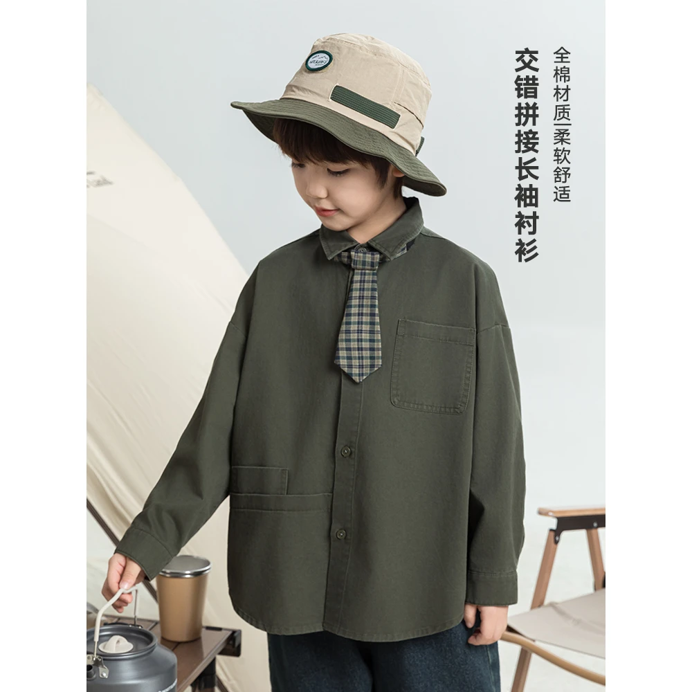 【2025清】oddtails春秋衬衣长袖柔软舒适休闲宽松拼接QG2363