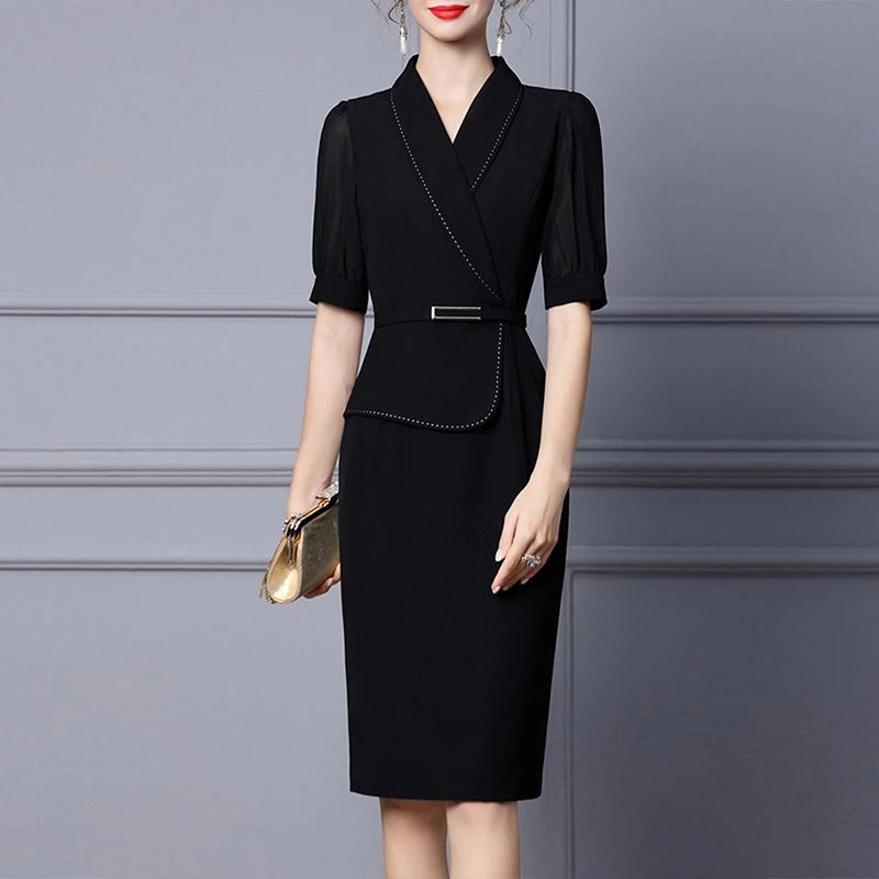 奢华大牌时尚洋气贵夫人阔太太赫本风连衣裙高贵优雅高端礼服女夏