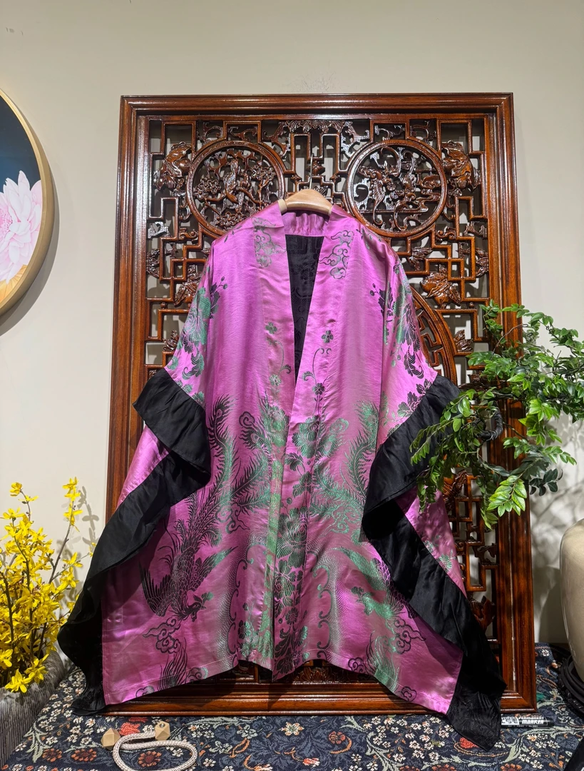 老软缎汉服荷叶边斗篷披肩外套