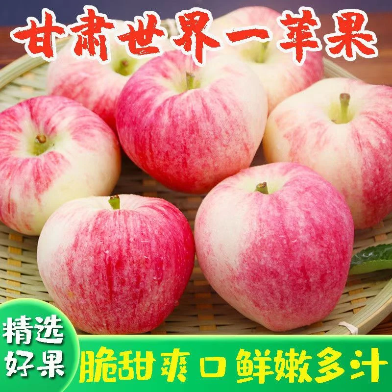 甘肃秦安世界一号苹果大果新鲜脆甜无蜡现摘产地直发甜脆包邮包赔