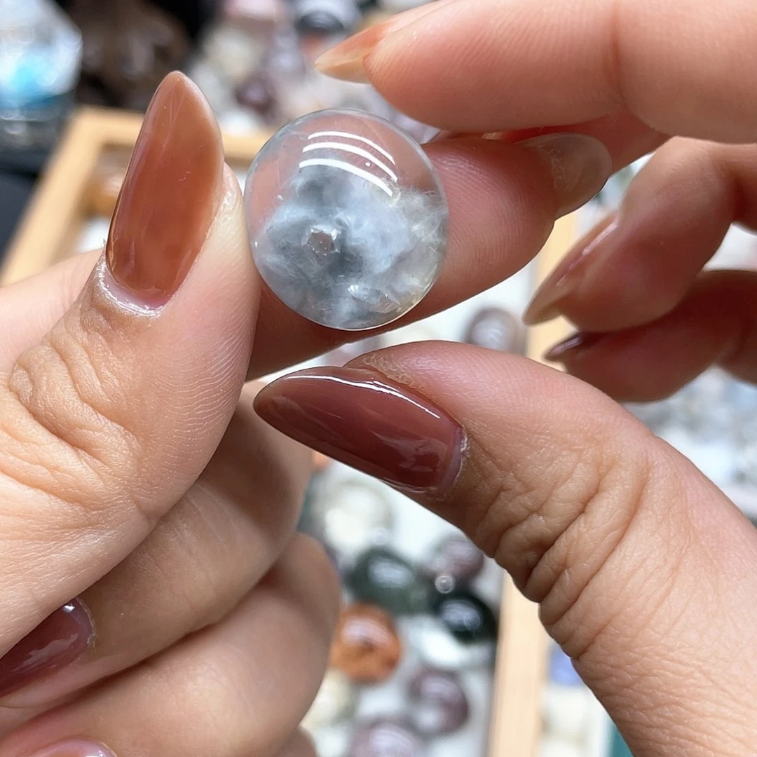 水晶蓝兔毛晶中晶蛋面未镶嵌懿**毅