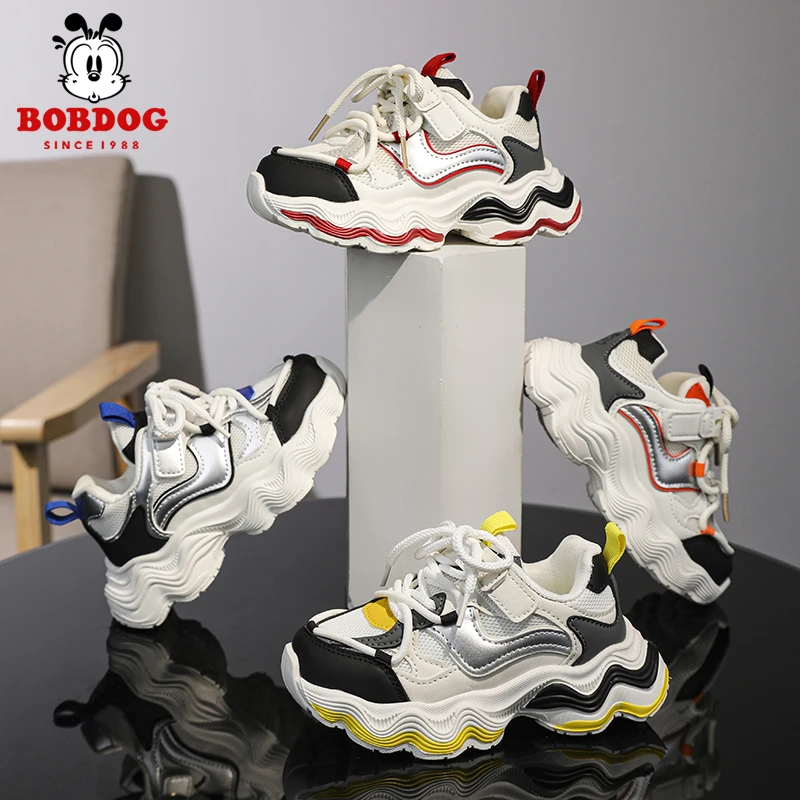 Bobdog/巴布豆2025春季新款男女童运动鞋透气减震运动鞋