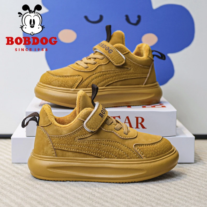 Bobdog/巴布豆秋冬加绒时尚潮流新款儿童百搭中大童板鞋女童学生