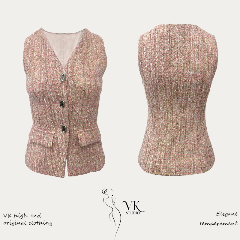 VK Studio美人坯 气质时尚显瘦法式小香风马甲【VK9912】