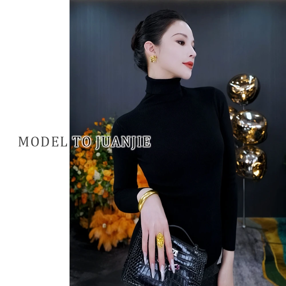 娟姐同款加厚保暖长袖针织衫显瘦修身秋冬洋气高领毛衣