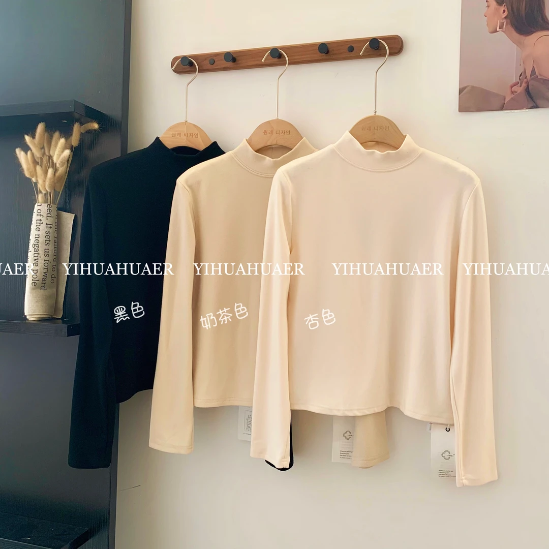 BHH-8097【小暖炉】东大门韩国原单韩版百搭显瘦长袖半高领打底T恤