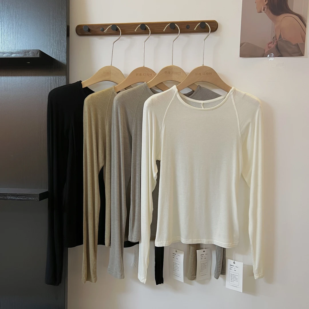 BHH-9514东大门新款韩版休闲百搭修身显瘦长袖打底T恤