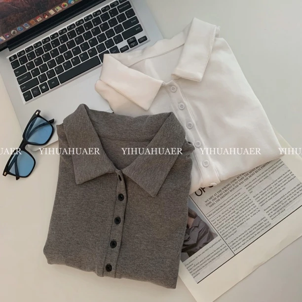 BHH-9594【心动女孩】东大门韩版修身显瘦纯欲设计感翻领上衣