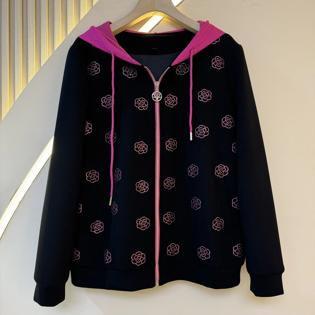 【高定新品】2024秋季新款百搭休闲时尚气质宽松长袖连帽卫衣6008