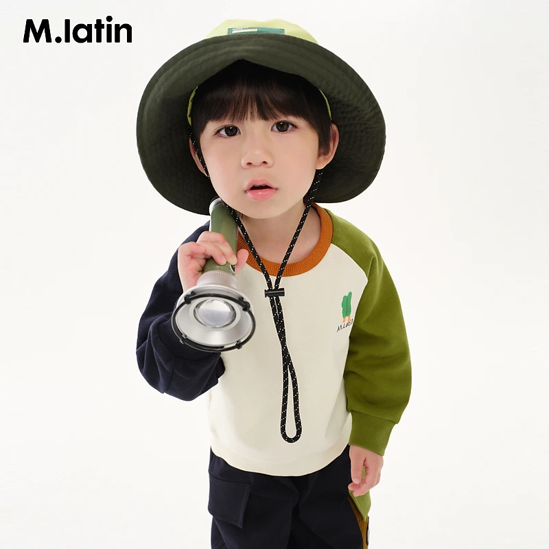 爆款童装K1马拉丁儿童运动秋新款男女童小童主题图案印花撞色圆领