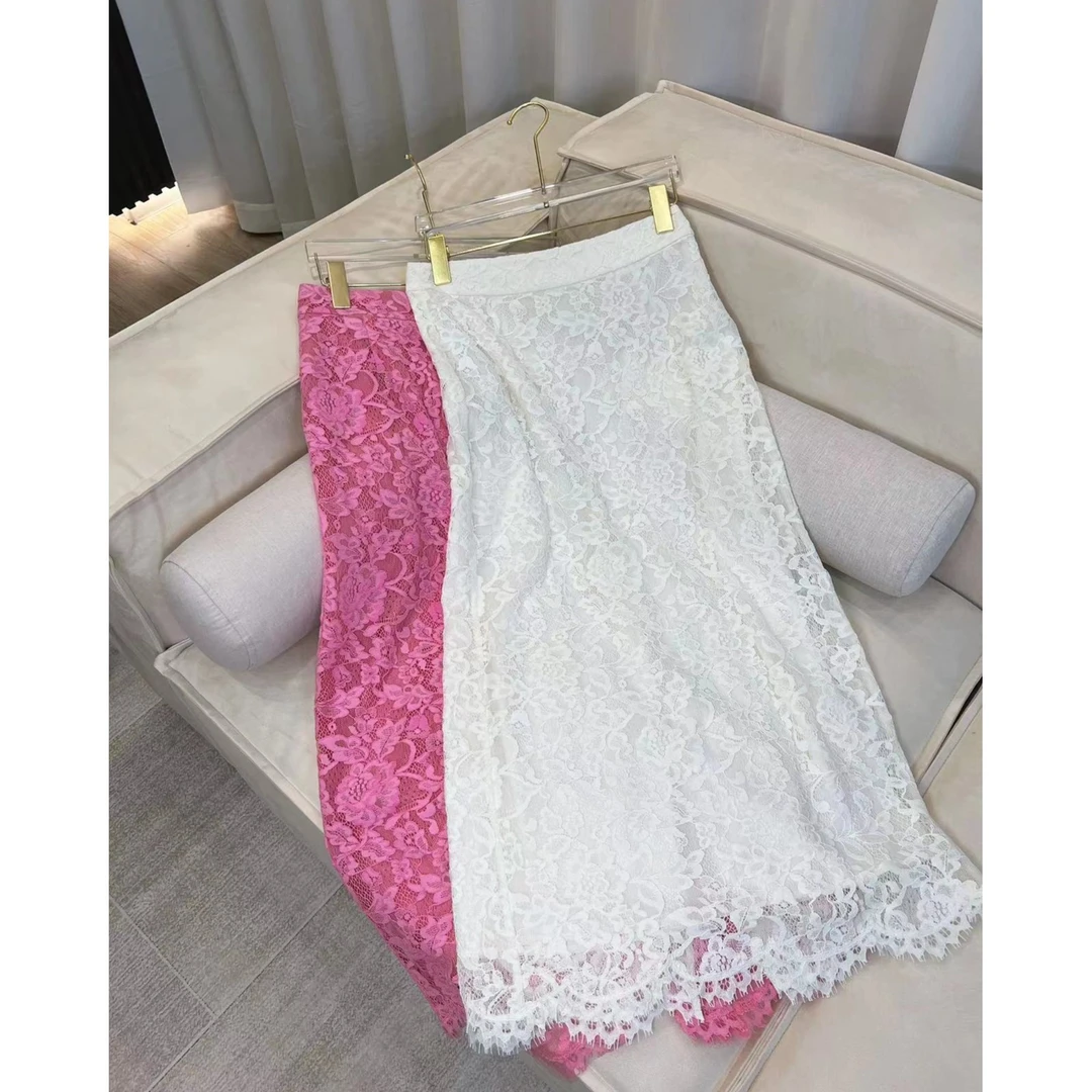 定染蕾丝镂空优雅气质半身裙百搭绣花小香风