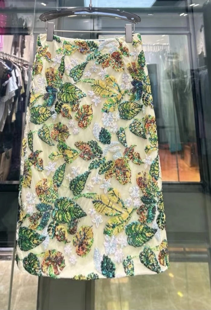 伊昕YIXIN 亮片半身裙显瘦设计感亮片裙修身气质显瘦长款半身裙