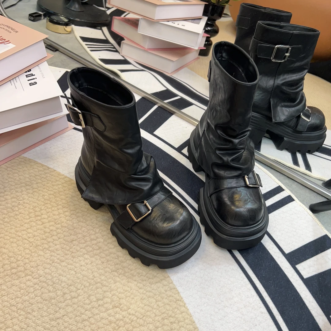 WT53【堆堆靴】时尚潮流英伦风女靴