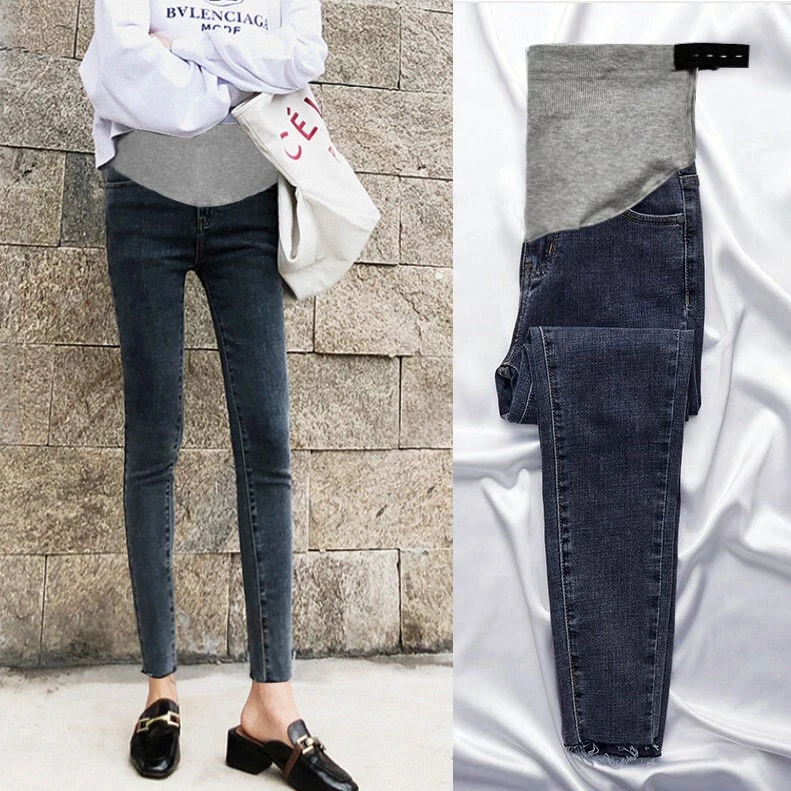 特价 孕妇 秋冬加绒牛仔裤蓝灰秋冬牛仔裤高腰拖腹牛仔裤