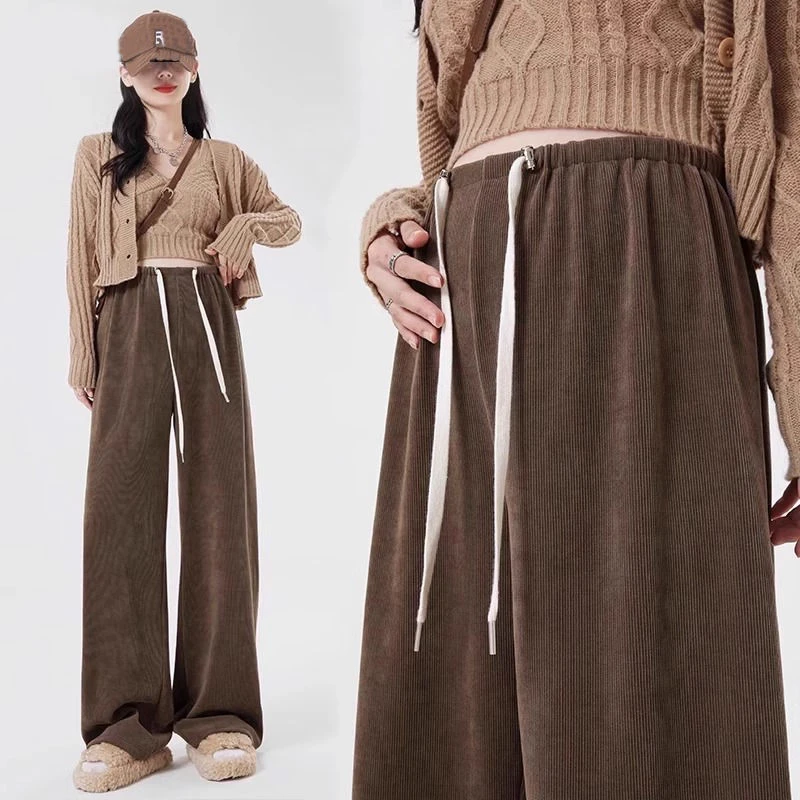 孕妇 春季新款抽绳阔腿裤休闲运动裤产后 CY