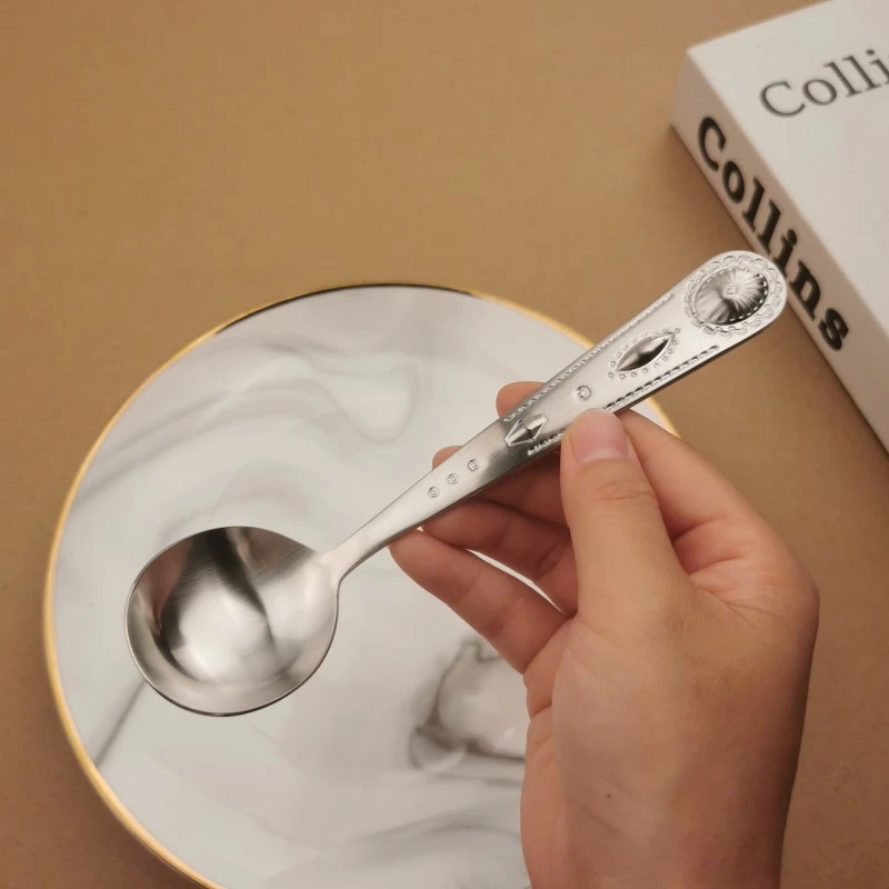 出口单 18/10不锈钢圆头勺吃饭勺子深头勺中号勺儿童勺304喝汤勺