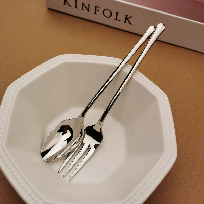 轻奢高端18/10不锈钢水果叉子水果签304甜品勺蛋糕点心叉子咖啡勺