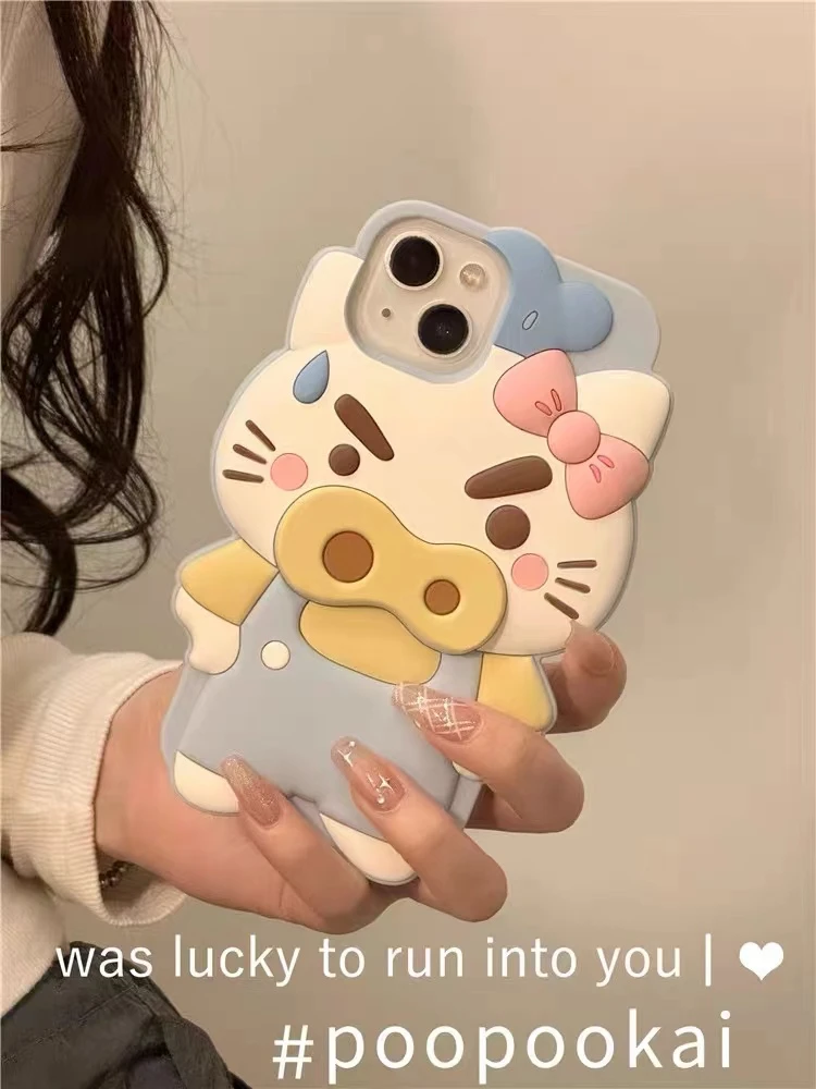 【苹果】搞怪肥嘟嘟左卫门kittyiphone15promax硅胶手机壳14Pro女13