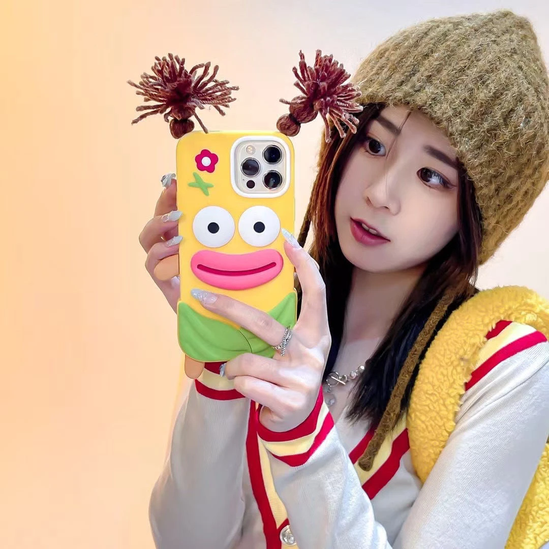 【苹果】搞怪丑萌DIY辫子香肠嘴iphone15promax硅胶手机壳14Pro女13