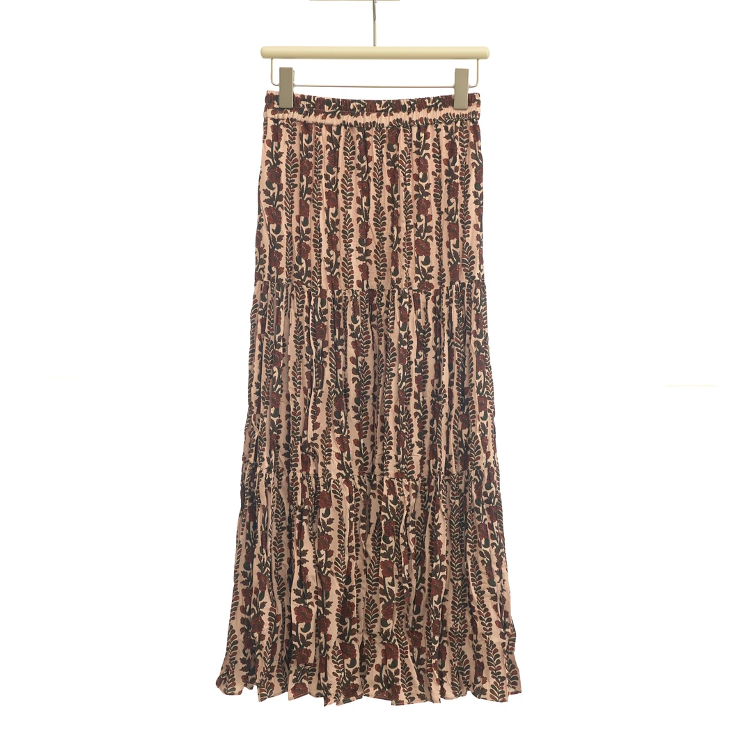 Artme瓜瓜呀【奥汀玫瑰碎花半裙】不规则褶皱碎花长款半身裙w702l2