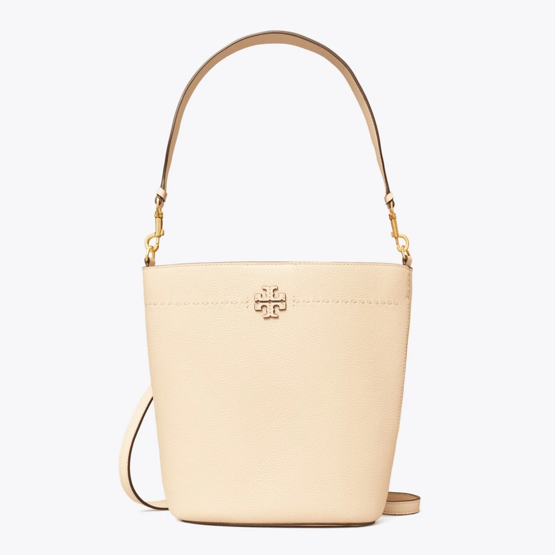 【预售】ToryBurch/汤丽柏琦专柜MCGRAW中号奶酪白水桶包143544